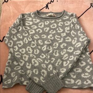 Pink Rose Gray and Cream Leopard Sweater